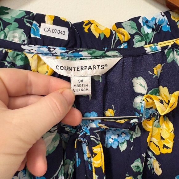 Counterparts Floral Blouse Longsleeve Navy Yellow Size 3X NWT - Picture 5 of 11
